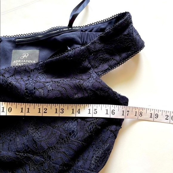 Adrianna Papell Navy Lace Off Shoulder Formal Evening Cocktail Prom Dress, 2 - Picture 8 of 13